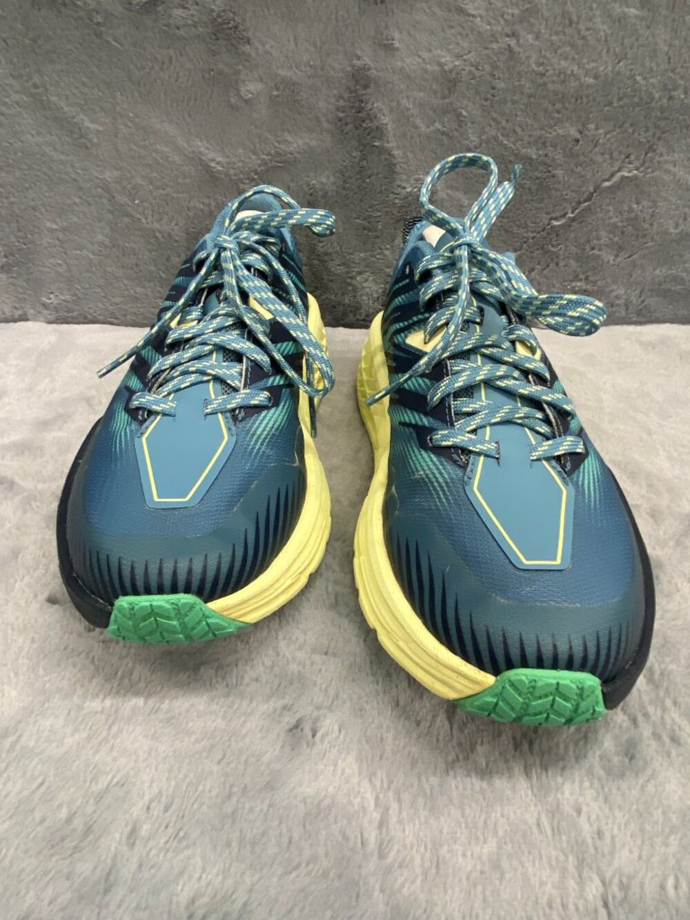 Hoka Speedgoat 4 Trail Running Hiking Blue Yellow Sneakers Shoes Womens Size 8 - Picture 9 of 14